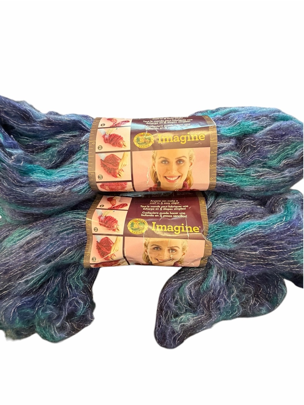 Lion Brand Yarns Imagine Scarf Yarn 2 Skeins BLUEBERRY HILL 310  8 Yards Ea New